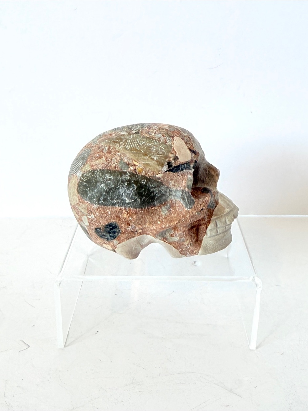 Australian Brecciated Chert Crystal Skull Carving Carved Stone Sculpture 294g - Picture 5 of 15